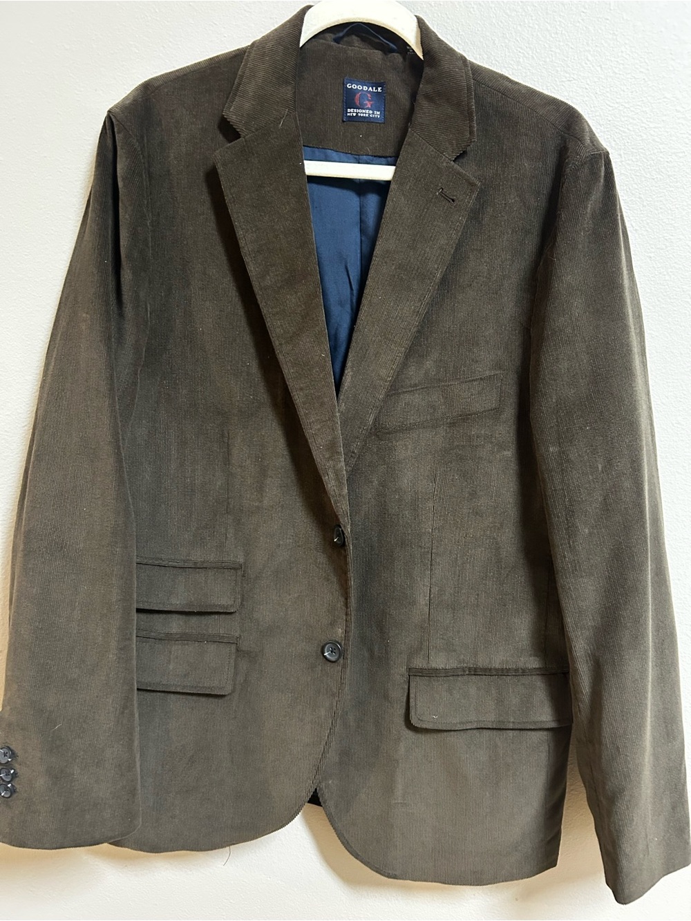 Goodale Men’s Brown Corduroy Blazer Jacket Large 100% Cotton Preppy Sport Coat